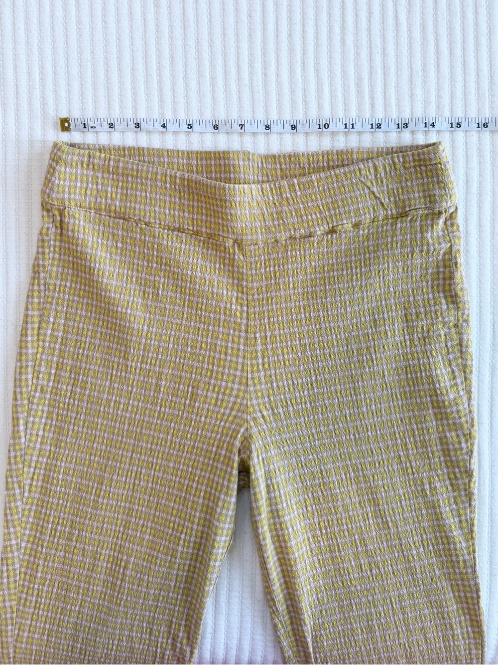 Free People In My Feelings Slim Crop Gingham Plaid Pants in Yellow - Picture 9 of 11
